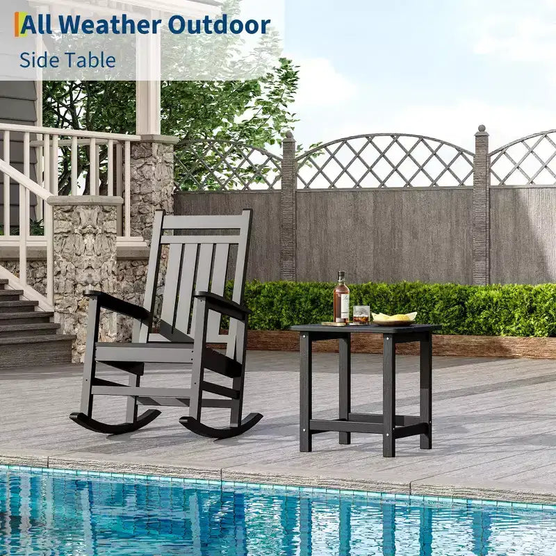 Mesa auxiliar cuadrada de HDPE para exteriores - Mesa auxiliar de patio duradera estilo Adirondack para playa, porche - Resistente a la intemperie y fácil de montar