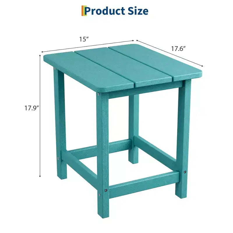Mesa auxiliar cuadrada de HDPE para exteriores - Mesa auxiliar de patio duradera estilo Adirondack para playa, porche - Resistente a la intemperie y fácil de montar