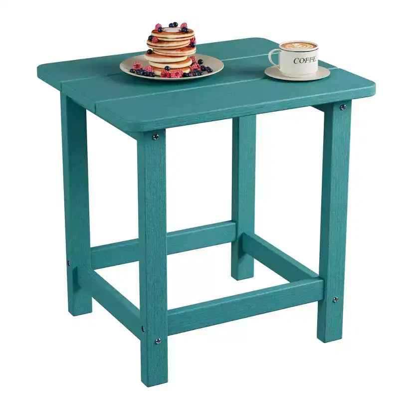 Mesa auxiliar cuadrada de HDPE para exteriores - Mesa auxiliar de patio duradera estilo Adirondack para playa, porche - Resistente a la intemperie y fácil de montar