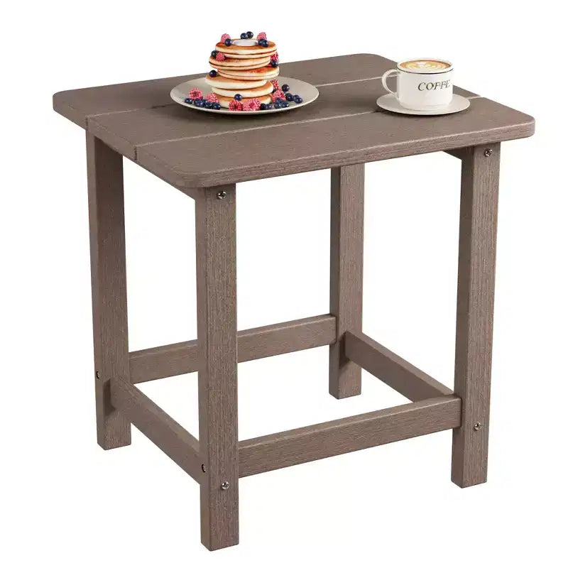 Mesa auxiliar cuadrada de HDPE para exteriores - Mesa auxiliar de patio duradera estilo Adirondack para playa, porche - Resistente a la intemperie y fácil de montar