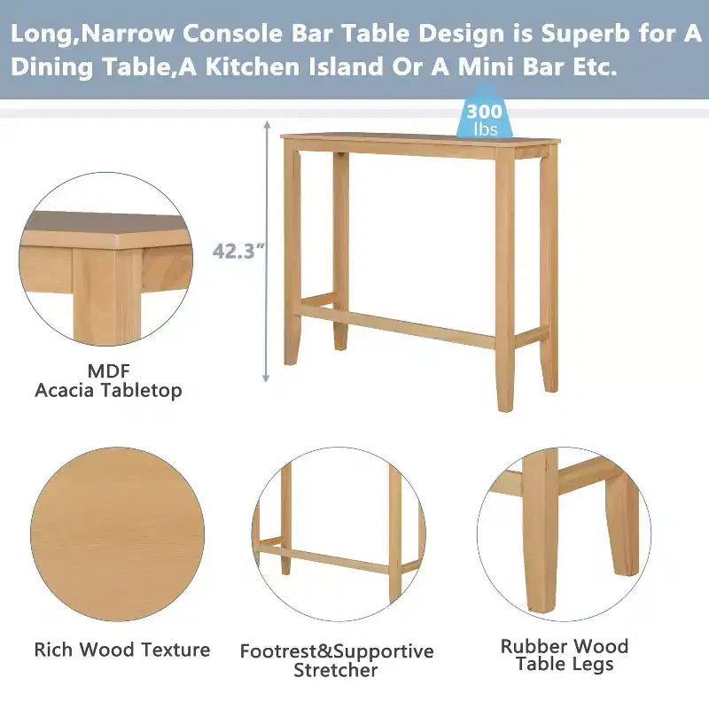 Juego de mesa de comedor de madera Okak Farmhouse y sillas para desayunador, juego de comedor rectangular para cocina, comedor