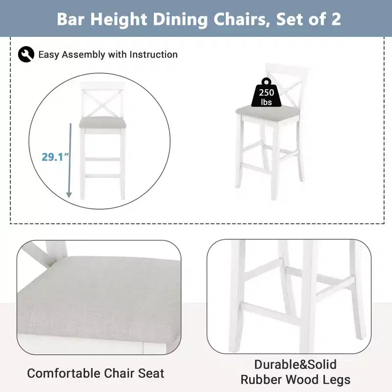 Juego de mesa de comedor de madera Okak Farmhouse y sillas para desayunador, juego de comedor rectangular para cocina, comedor