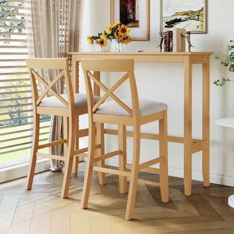 Juego de mesa de comedor de madera Okak Farmhouse y sillas para desayunador, juego de comedor rectangular para cocina, comedor
