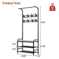 Entryway Hall Tree, Coat Rack Shoe Storage Bench with 3-Tier Storage Shelf, 8 Removable Hooks, a Hanging Rod