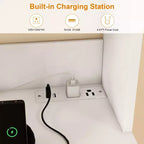 Mueble de despensa de cocina MUUEGM con luces inteligentes Bluetooth RGB y estantes de almacenamiento en la puerta, aparador de barra de café de 180.34 cm de alto con tomacorriente