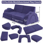 Juego de sofá de juego modular de 11 piezas para niños, sofá seccional para niños, adecuado para niños y niñas, aplicable a la habitación de los niños y al dormitorio.