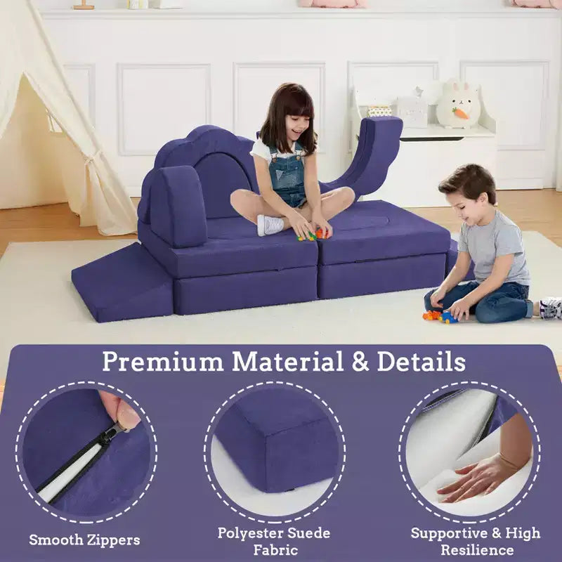 Juego de sofá de juego modular de 11 piezas para niños, sofá seccional para niños, adecuado para niños y niñas, aplicable a la habitación de los niños y al dormitorio.