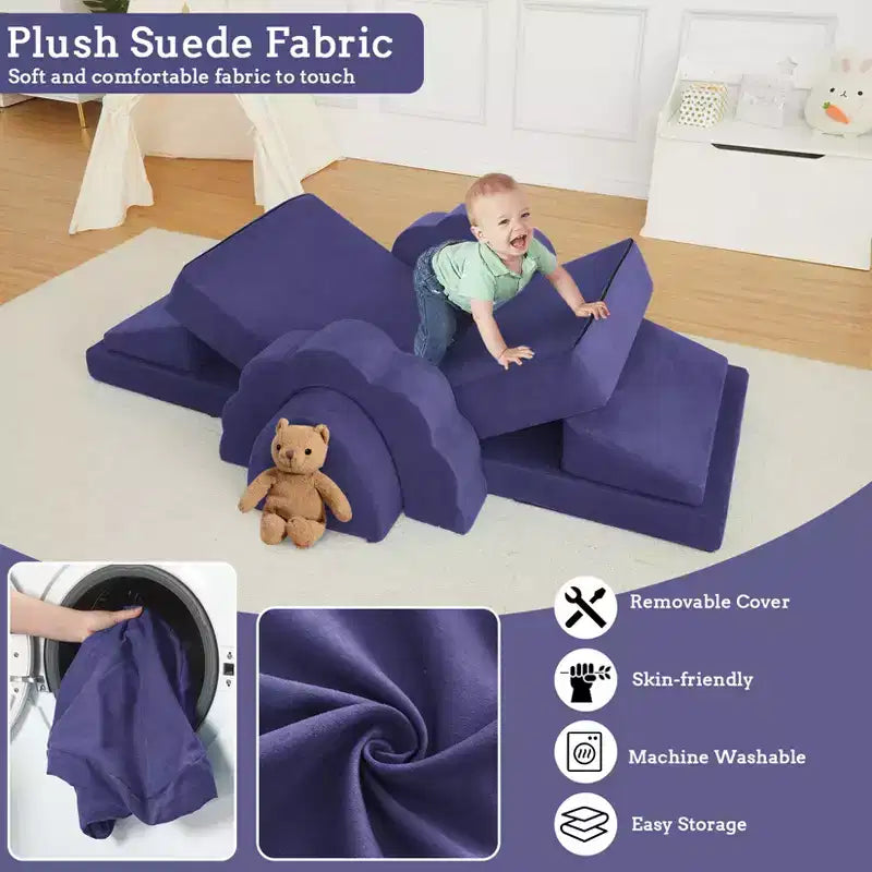 Juego de sofá de juego modular de 11 piezas para niños, sofá seccional para niños, adecuado para niños y niñas, aplicable a la habitación de los niños y al dormitorio.