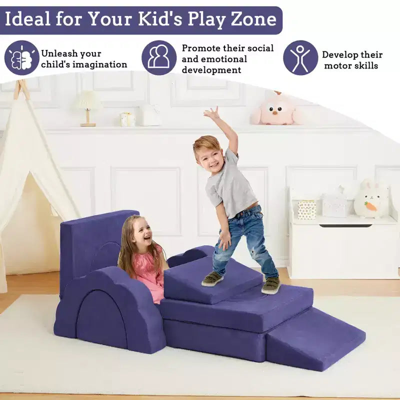 Juego de sofá de juego modular de 11 piezas para niños, sofá seccional para niños, adecuado para niños y niñas, aplicable a la habitación de los niños y al dormitorio.