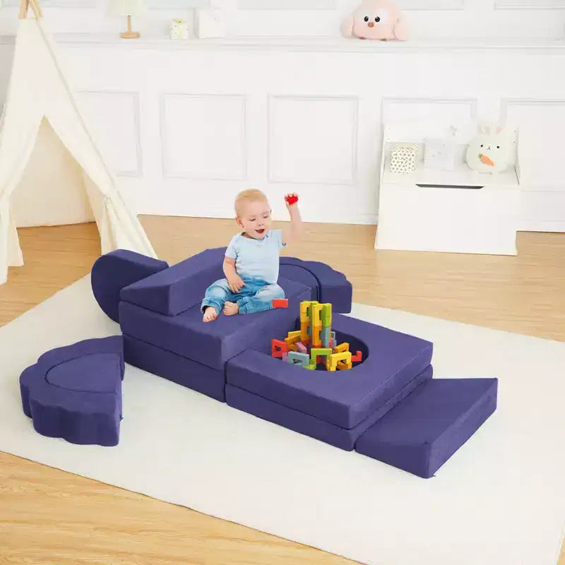 Juego de sofá de juego modular de 11 piezas para niños, sofá seccional para niños, adecuado para niños y niñas, aplicable a la habitación de los niños y al dormitorio.
