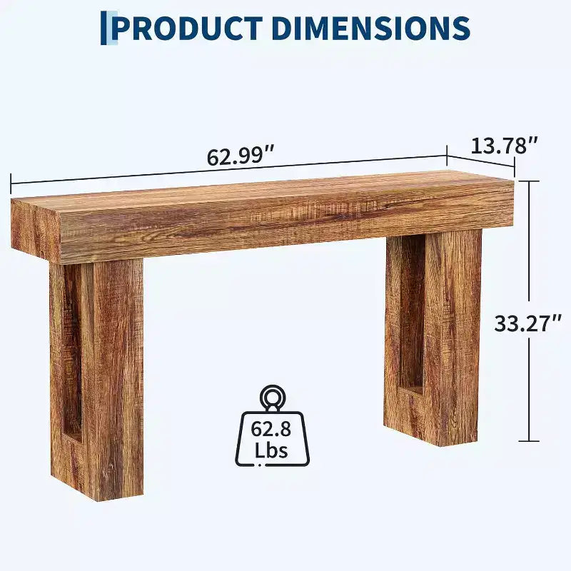 Mesa Consola Larga Rústica de 63 Pulgadas para Entrada, Mesa Estrecha para Pasillo, Mesa Detrás del Sofá, Mesa Auxiliar para Oficina en Casa