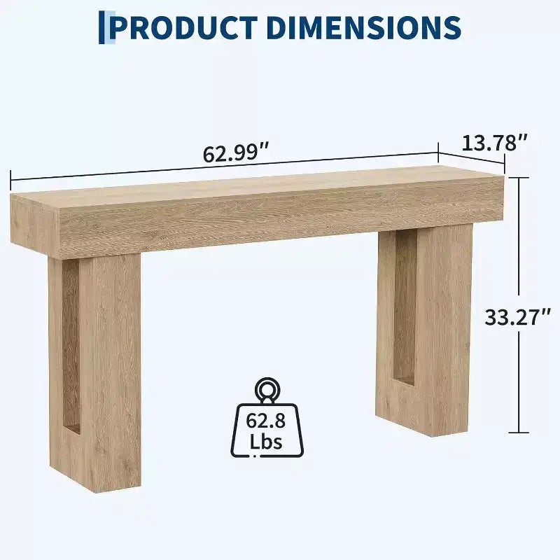 Mesa Consola Larga Rústica de 63 Pulgadas para Entrada, Mesa Estrecha para Pasillo, Mesa Detrás del Sofá, Mesa Auxiliar para Oficina en Casa