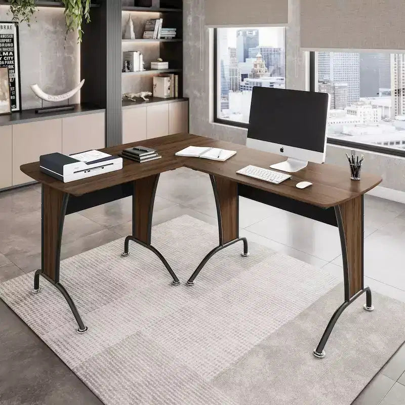 Escritorio en L Techni Mobili Deluxe con opción de escritorio de equipo en línea