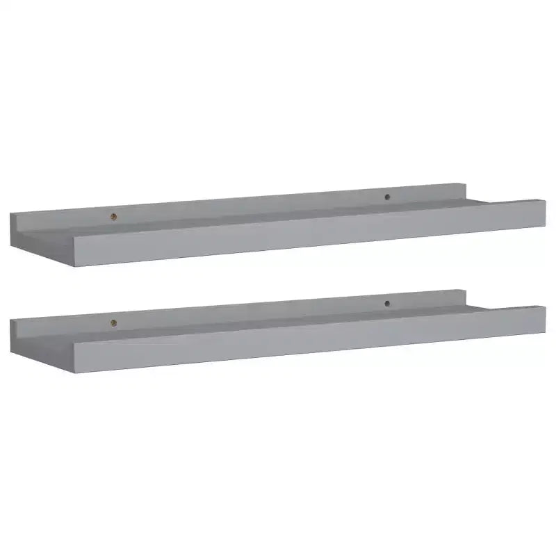 Juego de 2 estantes de repisa de marco de MDF gris pequeños para montaje en pared