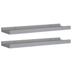 Juego de 2 estantes de repisa de marco de MDF gris pequeños para montaje en pared