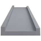 Juego de 2 estantes de repisa de marco de MDF gris pequeños para montaje en pared