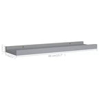 Juego de 2 estantes de repisa de marco de MDF gris pequeños para montaje en pared