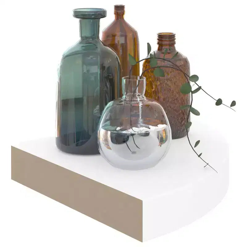 Estantería de esquina Blanco alto brillo MDF nido de abeja, metal 25 cm