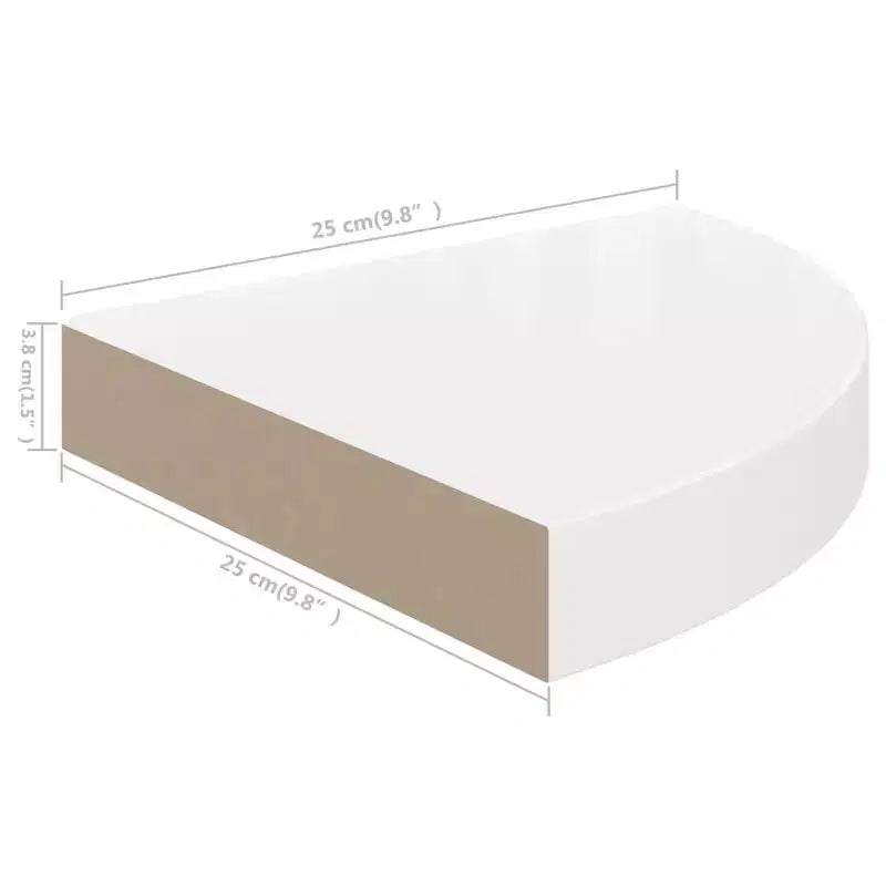 Estantería de esquina Blanco alto brillo MDF nido de abeja, metal 25 cm