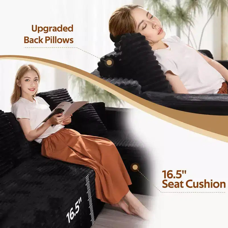 Sofá seccional modular HOMLUX, sofá tapizado en forma de U, sofás minimalistas modernos para sala de estar, sofá esquinero de asiento profundo de combinación libre
