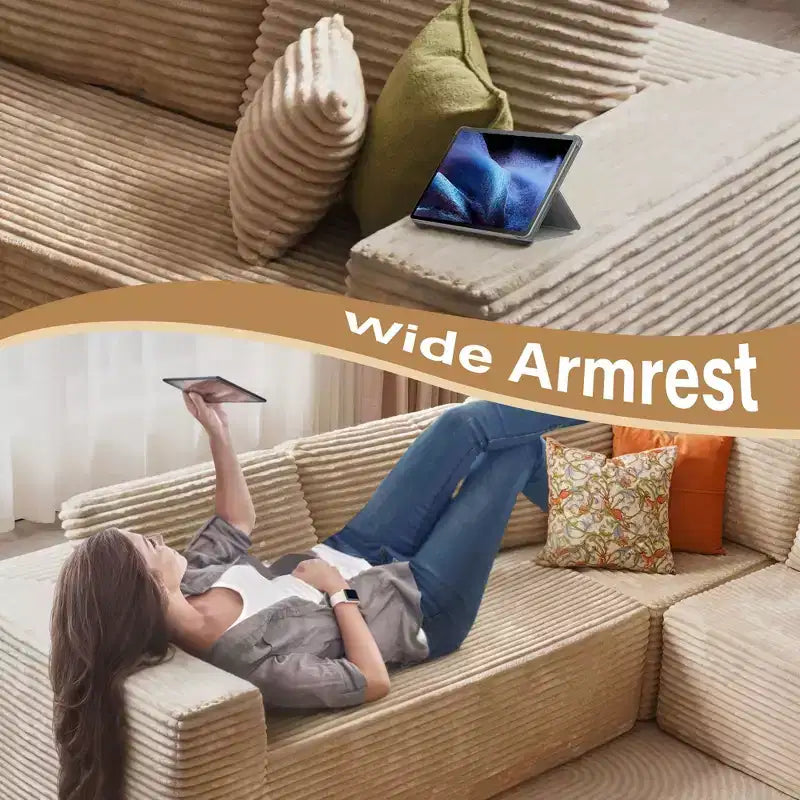 Sofá seccional modular HOMLUX, sofá tapizado en forma de U, sofás minimalistas modernos para sala de estar, sofá esquinero de asiento profundo de combinación libre