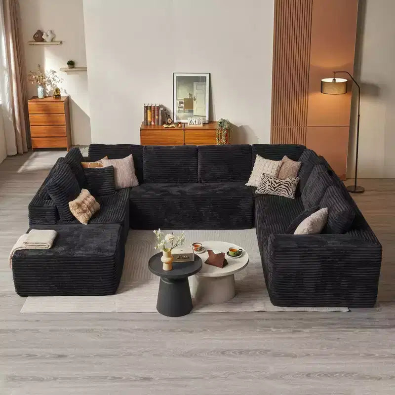 Sofá seccional modular HOMLUX, sofá tapizado en forma de U, sofás minimalistas modernos para sala de estar, sofá esquinero de asiento profundo de combinación libre