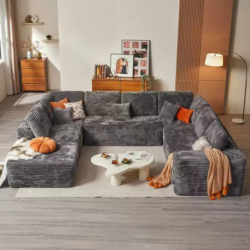 Sofá seccional modular HOMLUX, sofá tapizado en forma de U, sofás minimalistas modernos para sala de estar, sofá esquinero de asiento profundo de combinación libre