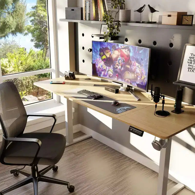 Escritorio de oficina Celebalcony de 63'' de altura ajustable, estación de trabajo de computadora con 2 botones preestablecidos de memoria