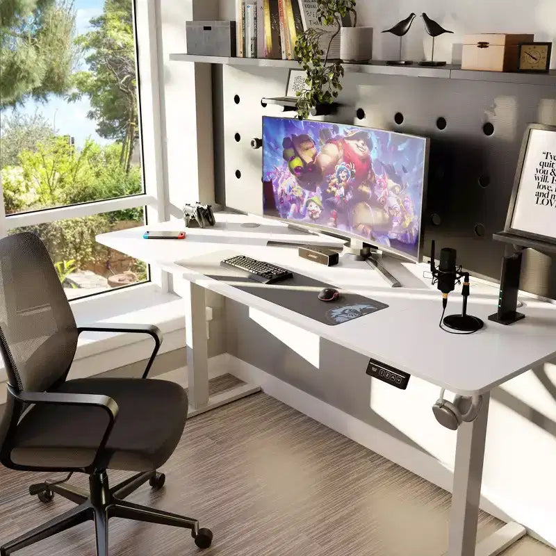 Escritorio de oficina Celebalcony de 63'' de altura ajustable, estación de trabajo de computadora con 2 botones preestablecidos de memoria