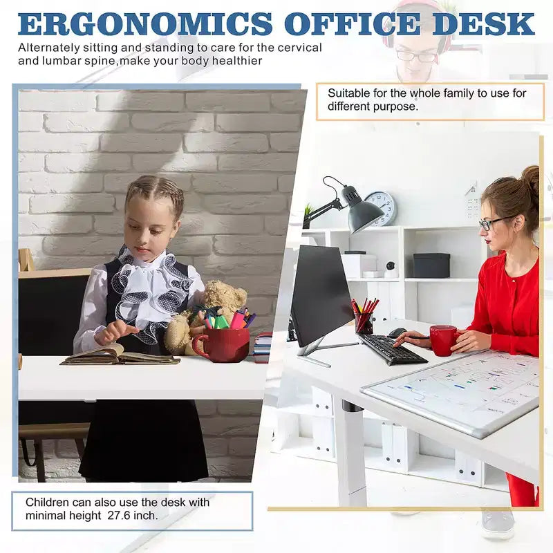 Escritorio de oficina Celebalcony de 63'' de altura ajustable, estación de trabajo de computadora con 2 botones preestablecidos de memoria