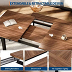 Juego de comedor extensible de 5 piezas para 4-8 personas, 2 bancos y 2 taburetes, juego de muebles de comedor modernos, fácil montaje