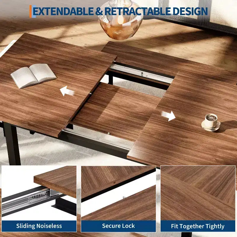 Juego de comedor extensible de 5 piezas para 4-8 personas, 2 bancos y 2 taburetes, juego de muebles de comedor modernos, fácil montaje