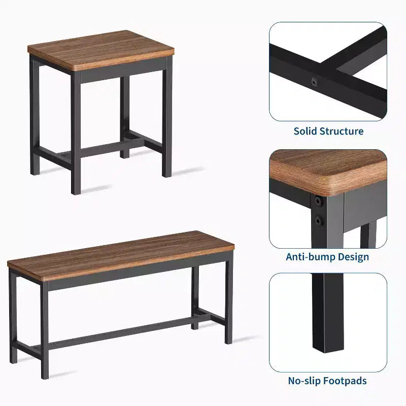 Juego de comedor extensible de 5 piezas para 4-8 personas, 2 bancos y 2 taburetes, juego de muebles de comedor modernos, fácil montaje