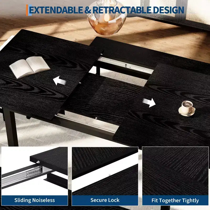 Juego de comedor extensible de 5 piezas para 4-8 personas, 2 bancos y 2 taburetes, juego de muebles de comedor modernos, fácil montaje