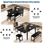 Juego de comedor extensible de 5 piezas para 4-8 personas, 2 bancos y 2 taburetes, juego de muebles de comedor modernos, fácil montaje
