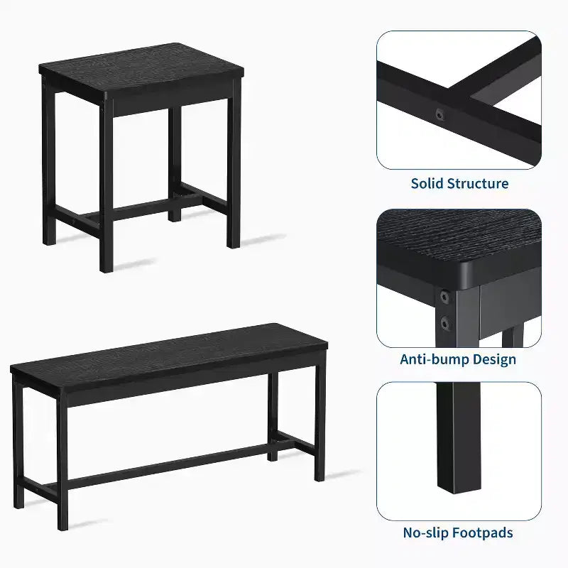 Juego de comedor extensible de 5 piezas para 4-8 personas, 2 bancos y 2 taburetes, juego de muebles de comedor modernos, fácil montaje