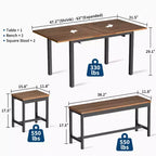 Juego de comedor extensible de 5 piezas para 4-8 personas, 2 bancos y 2 taburetes, juego de muebles de comedor modernos, fácil montaje