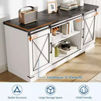 Mueble de TV, Centro de entretenimiento con puertas corredizas de granero y estante ajustable, Mesa consola multimedia de TV con armario de almacenamiento