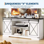 Mueble de TV, Centro de entretenimiento con puertas corredizas de granero y estante ajustable, Mesa consola multimedia de TV con armario de almacenamiento