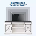 Mueble de TV, Centro de entretenimiento con puertas corredizas de granero y estante ajustable, Mesa consola multimedia de TV con armario de almacenamiento