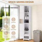 Mueble de Baño Alto con Cajón y Estantes Ajustables, Organizador de Almacenamiento de Pie de 170 cm para Baño, Cocina, Pasillo