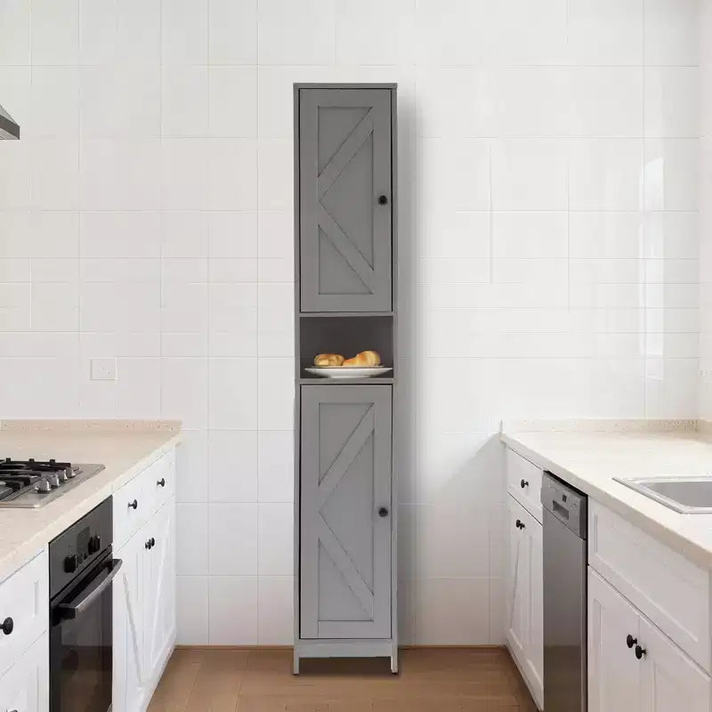 Mueble de Baño Alto con Cajón y Estantes Ajustables, Organizador de Almacenamiento de Pie de 170 cm para Baño, Cocina, Pasillo