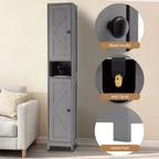 Mueble de Baño Alto con Cajón y Estantes Ajustables, Organizador de Almacenamiento de Pie de 170 cm para Baño, Cocina, Pasillo