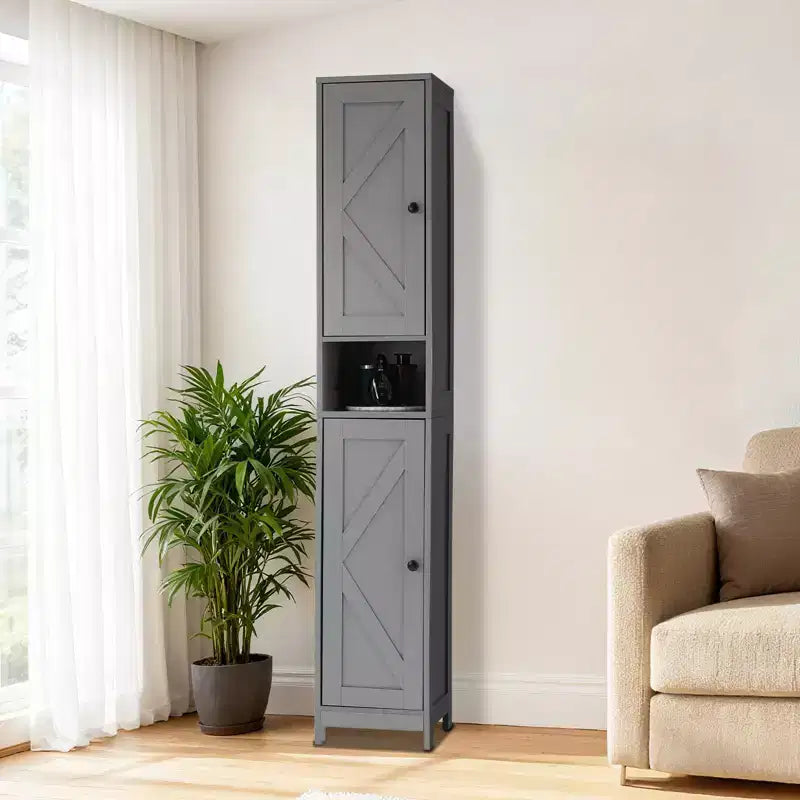 Mueble de Baño Alto con Cajón y Estantes Ajustables, Organizador de Almacenamiento de Pie de 170 cm para Baño, Cocina, Pasillo