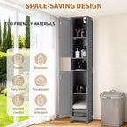 Mueble de Baño Alto con Cajón y Estantes Ajustables, Organizador de Almacenamiento de Pie de 170 cm para Baño, Cocina, Pasillo