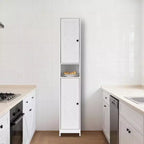 Mueble de Baño Alto con Cajón y Estantes Ajustables, Organizador de Almacenamiento de Pie de 170 cm para Baño, Cocina, Pasillo