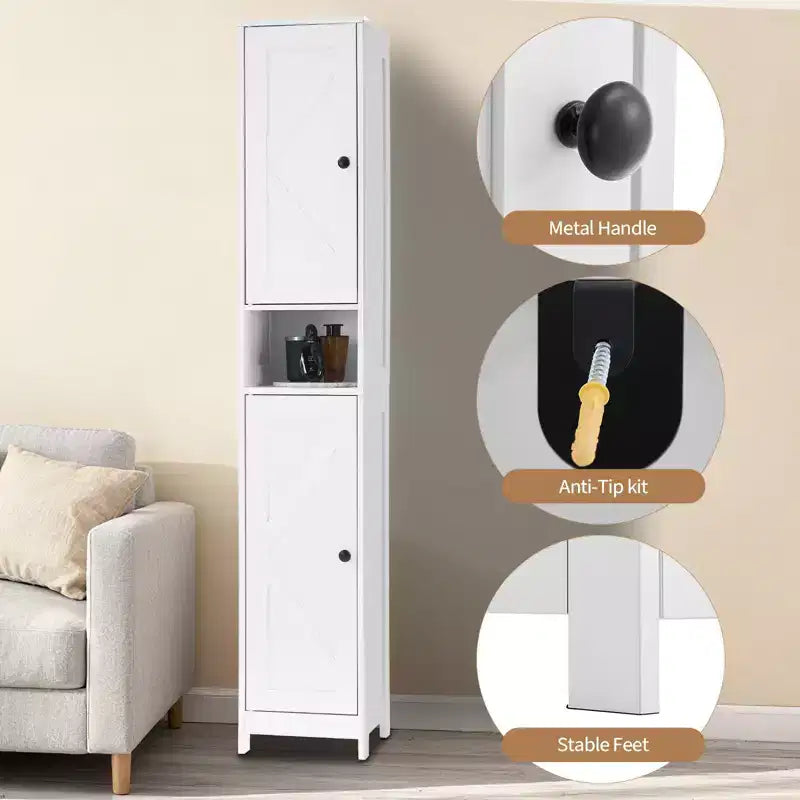 Mueble de Baño Alto con Cajón y Estantes Ajustables, Organizador de Almacenamiento de Pie de 170 cm para Baño, Cocina, Pasillo