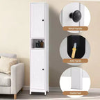 Mueble de Baño Alto con Cajón y Estantes Ajustables, Organizador de Almacenamiento de Pie de 170 cm para Baño, Cocina, Pasillo