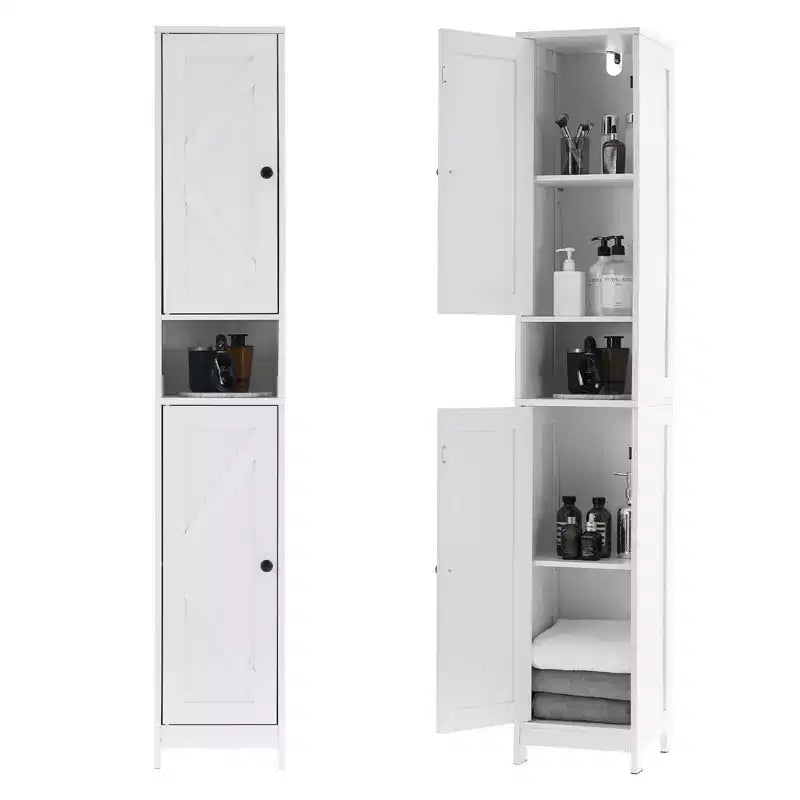 Mueble de Baño Alto con Cajón y Estantes Ajustables, Organizador de Almacenamiento de Pie de 170 cm para Baño, Cocina, Pasillo