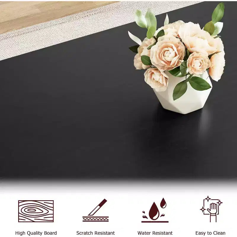Juego de mesa de comedor para 4-6 personas, juego de mesa de cocina grande de 55 pulgadas con 2 bancos, negro